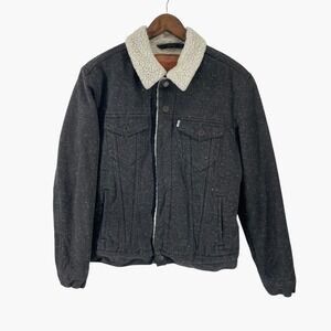 Levi's Black Jean Jacket with Cream Sherpa Collar